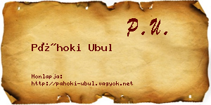 Páhoki Ubul névjegykártya